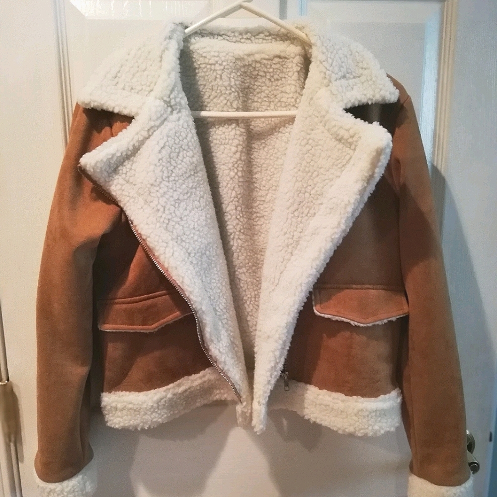 Biker jacket winter brown size XS